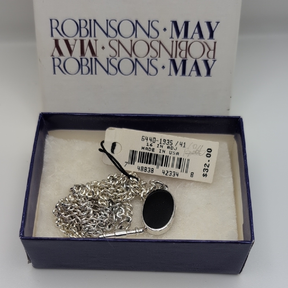 Silver Necklace with Black Pendant
